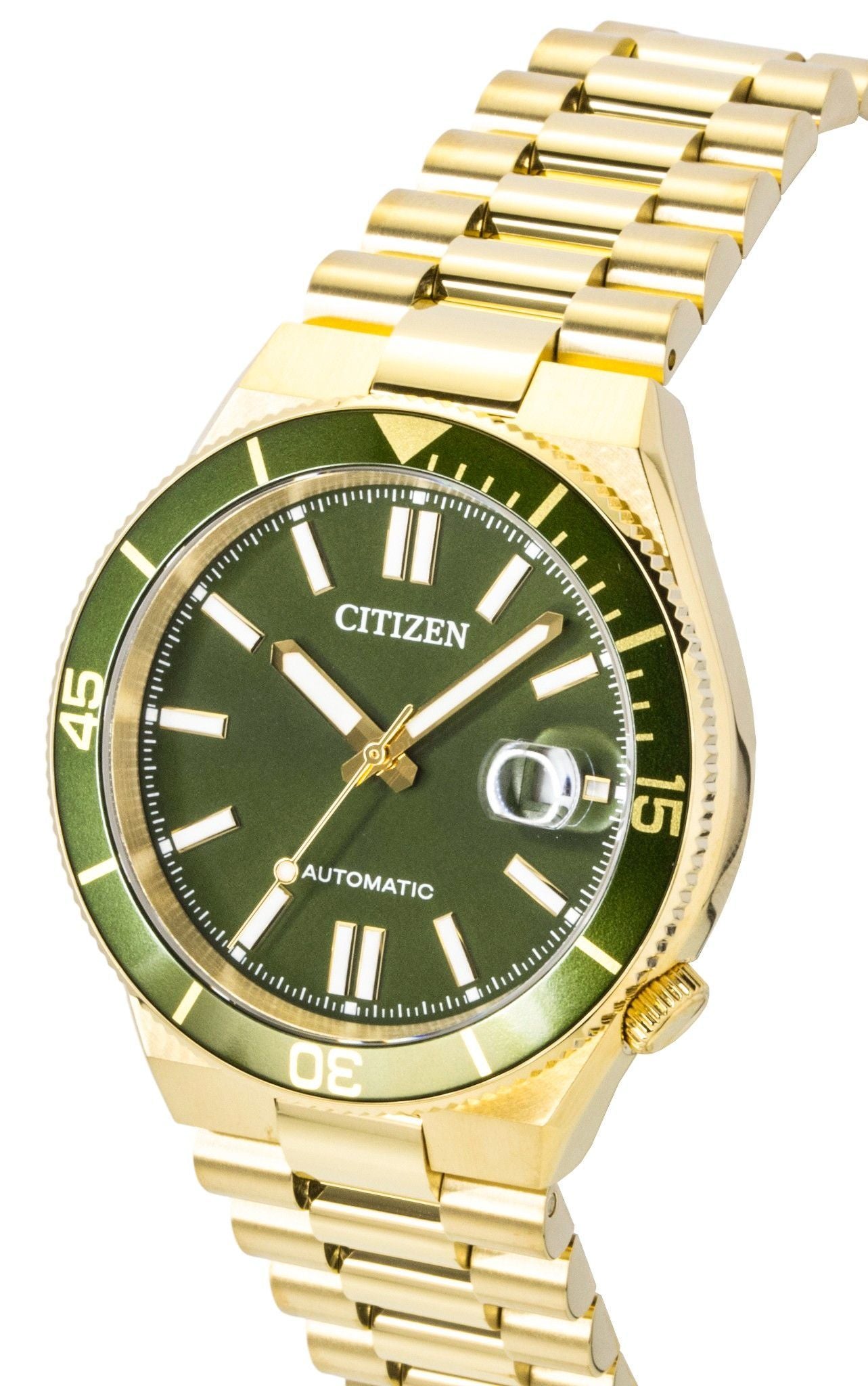 Citizen Tsuyosa Analog Goldfarben Edelstahl Gr?nes Zifferblatt Automatik NJ0232-53X 100M Herrenuhr