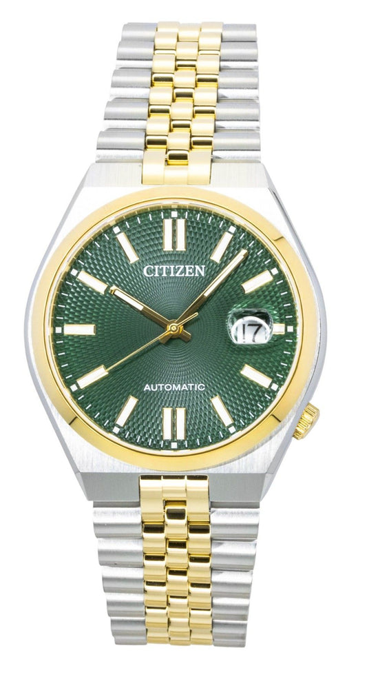 Citizen Tsuyosa 60 Two Tone Edelstahl Gr?nes Zifferblatt Automatik NK0024-54X Herrenuhr
