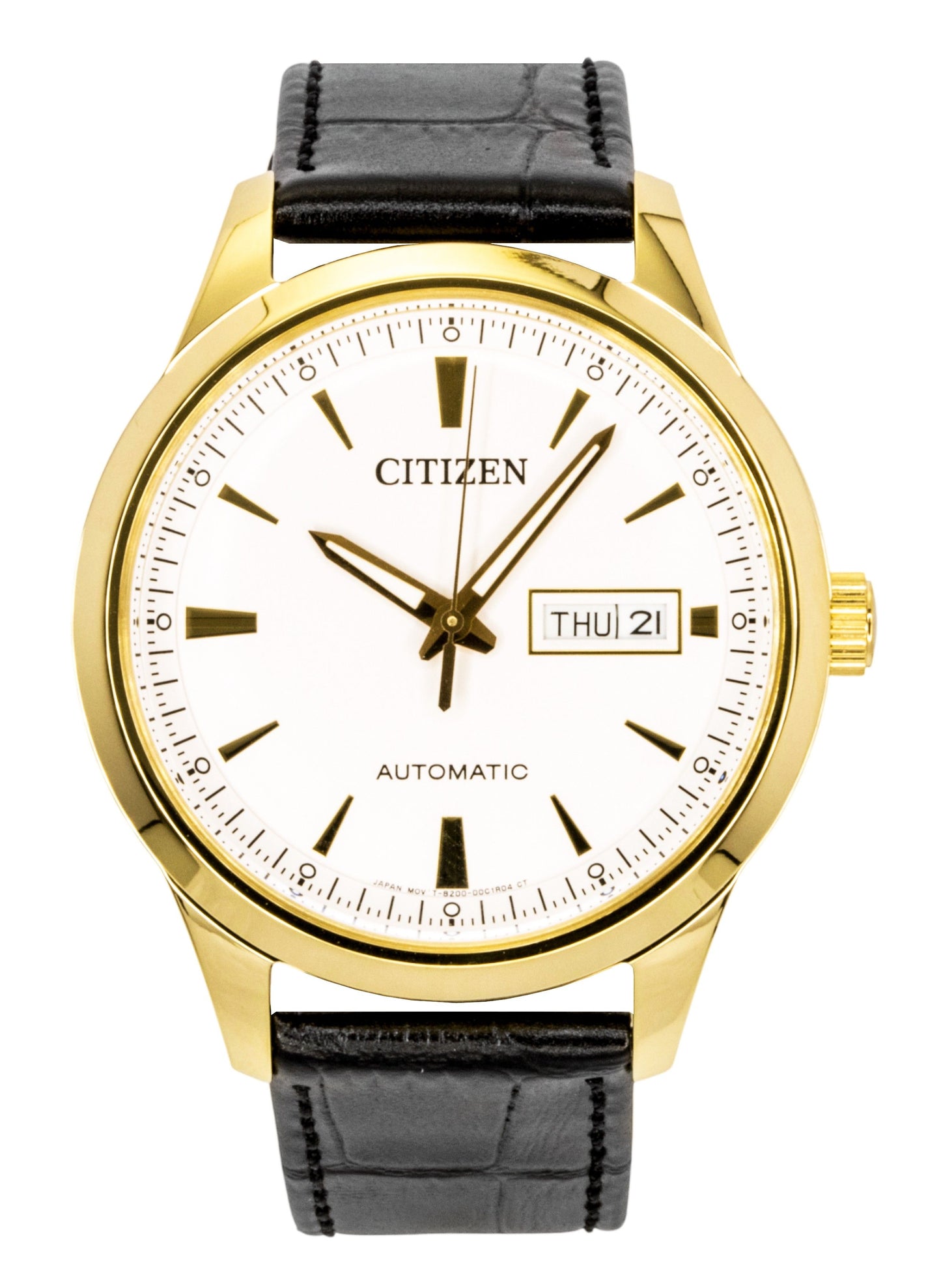 Citizen Lederarmband White Dial Automatik NY4059-09A Herrenuhr
