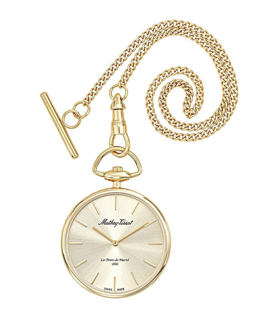 Mathey-Tissot Goldfarben Edelstahl Champagnerfarbenes Zifferblatt Quarz P1PDI Unisex Pocket Watch