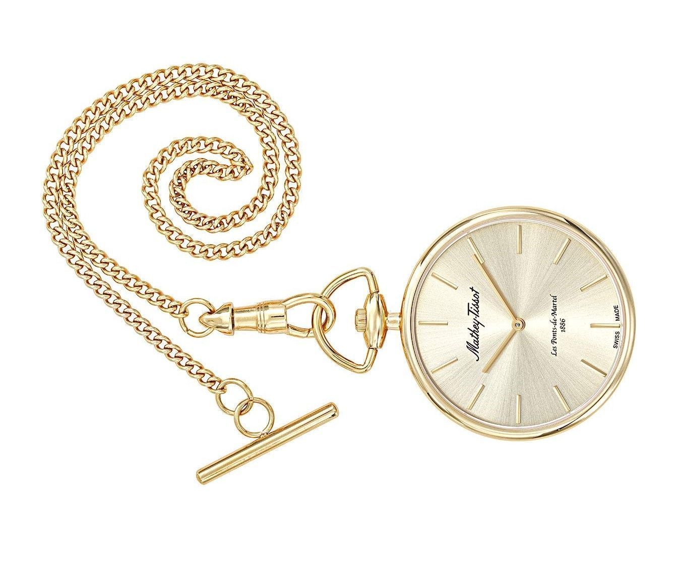 Mathey-Tissot Goldfarben Edelstahl Champagnerfarbenes Zifferblatt Quarz P1PDI Unisex Pocket Watch