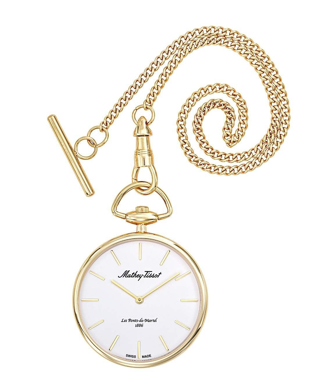 Mathey-Tissot Goldfarben Edelstahl White Dial Quarz P2PI Unisex Pocket Watch