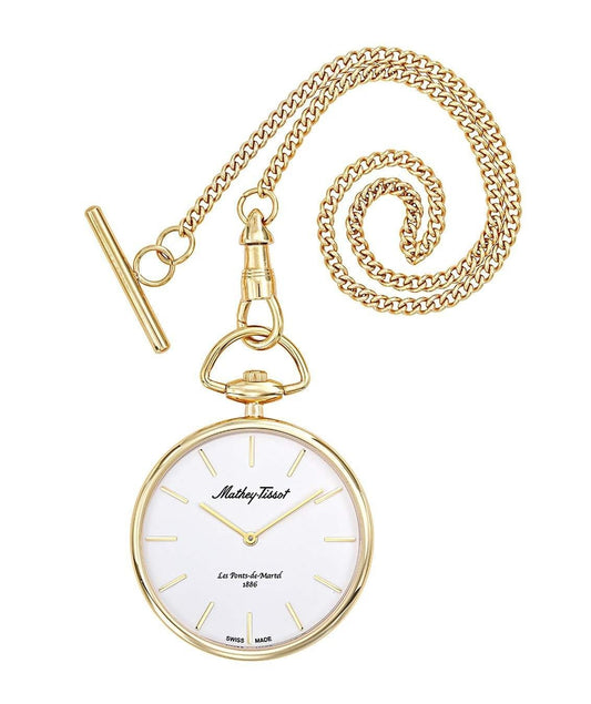 Mathey-Tissot Goldfarben Edelstahl White Dial Quarz P2PI Unisex Pocket Watch