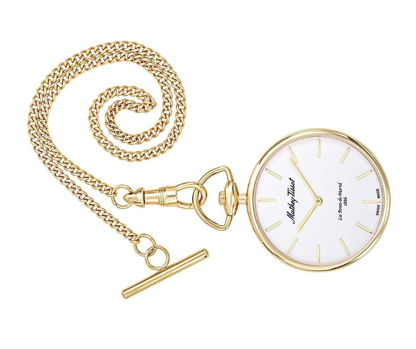 Mathey-Tissot Goldfarben Edelstahl White Dial Quarz P2PI Unisex Pocket Watch
