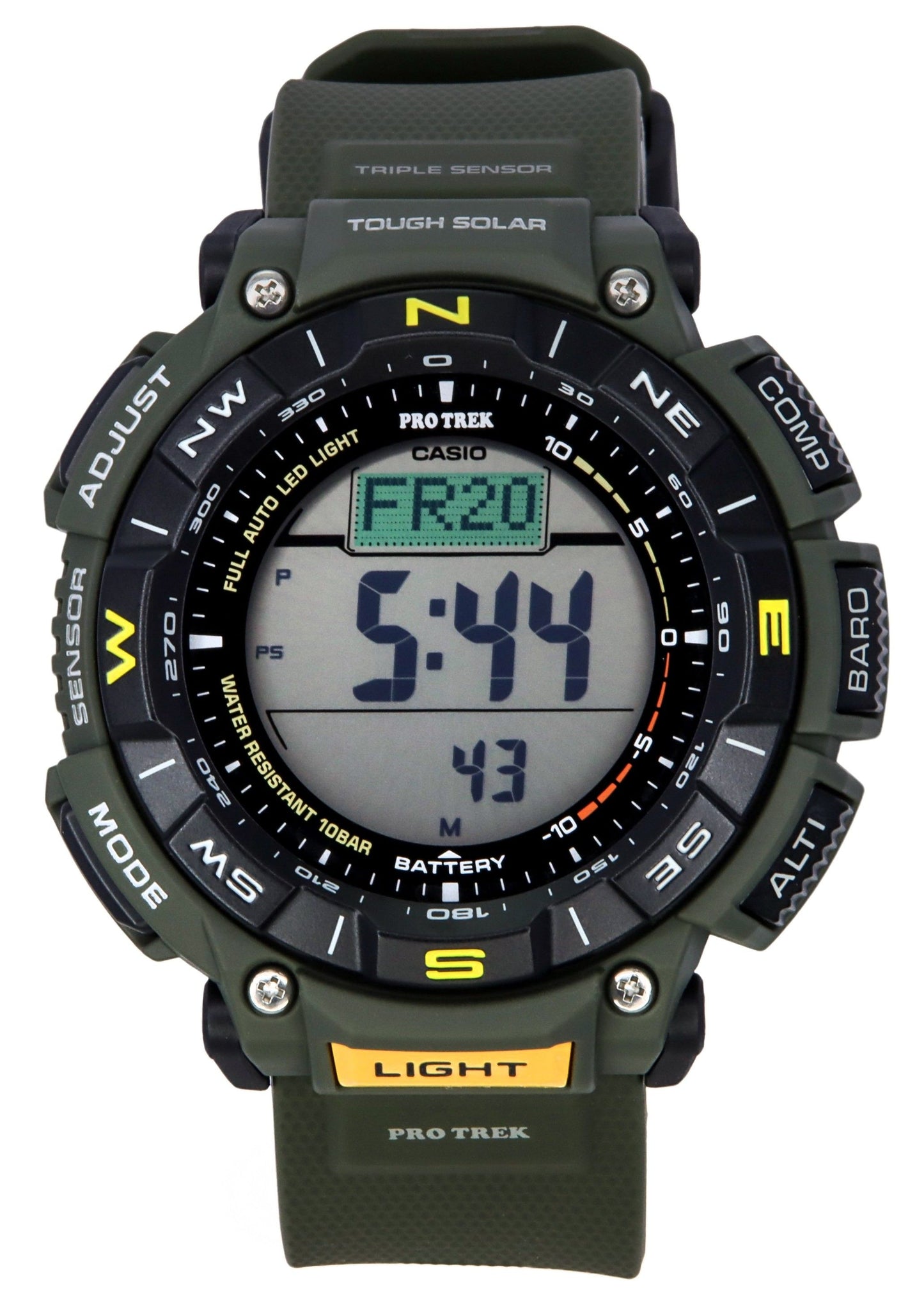 Casio Pro Trek Digital Green Bio Based Resin Strap Tough Solar PRG-340-3 100M Herrenuhr