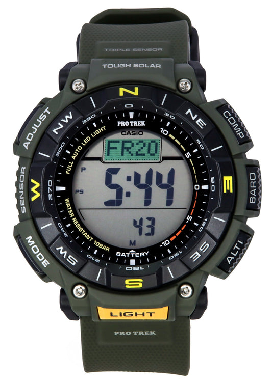 Casio Pro Trek Digital Green Bio Based Resin Strap Tough Solar PRG-340-3 100M Herrenuhr