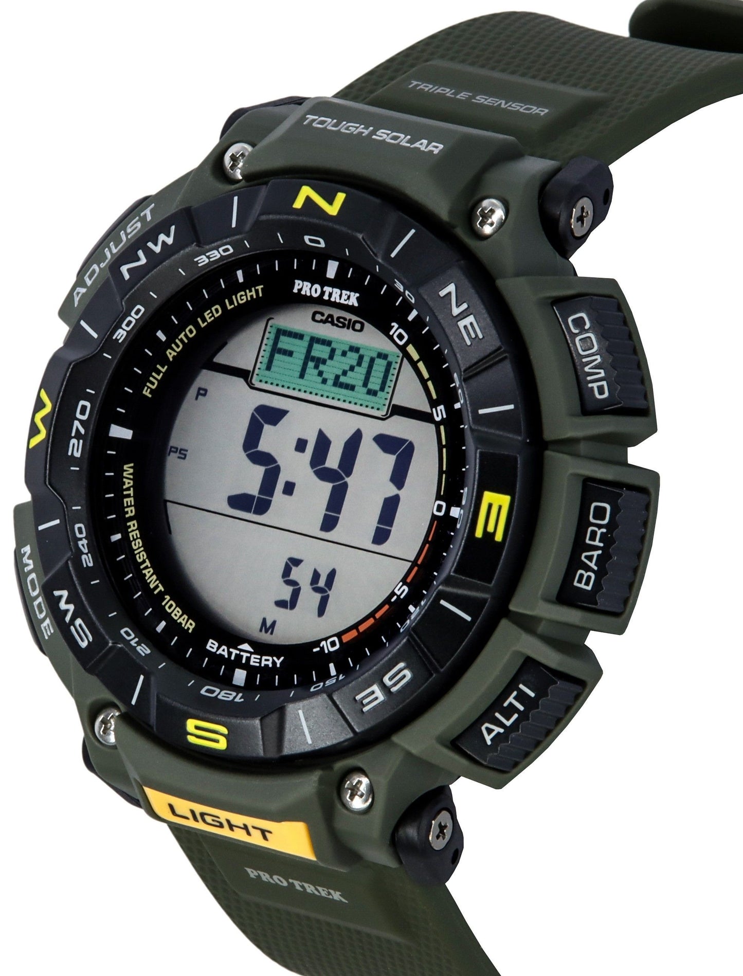 Casio Pro Trek Digital Green Bio Based Resin Strap Tough Solar PRG-340-3 100M Herrenuhr