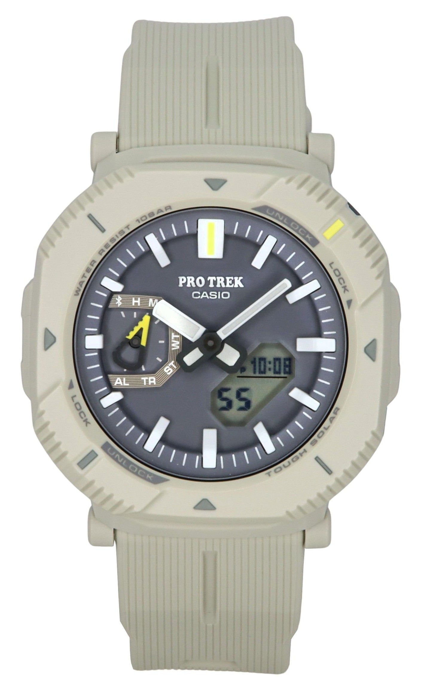 Casio Pro Trek Analog Digital Smartphone Link Resin Strap Gray Dial Tough Solar PRJ-B001-7 100M Herrenuhr