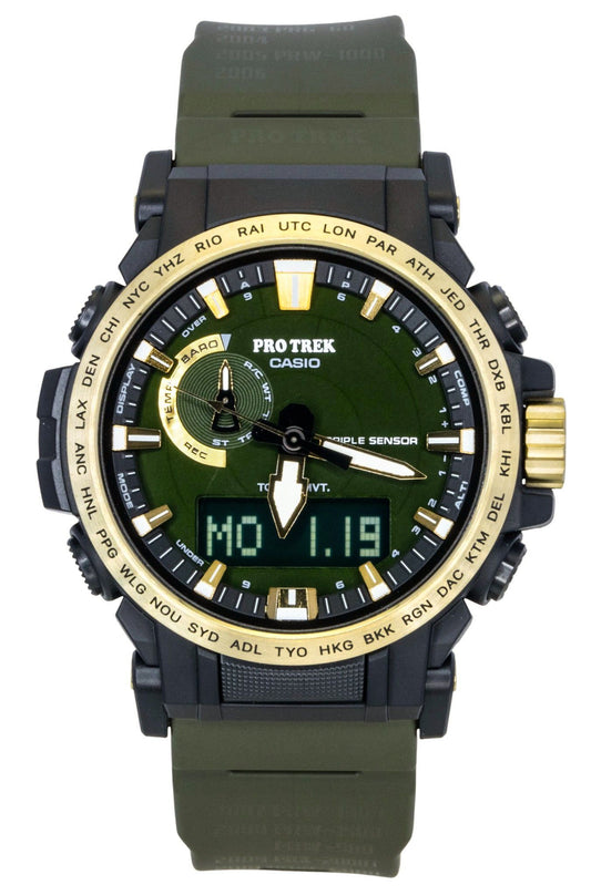 Casio Pro Trek Analog Digital 30th Anniversary Bio-Based Resin Strap Gr?nes Zifferblatt Solar PRW-61ANS-3 100M Herrenuhr