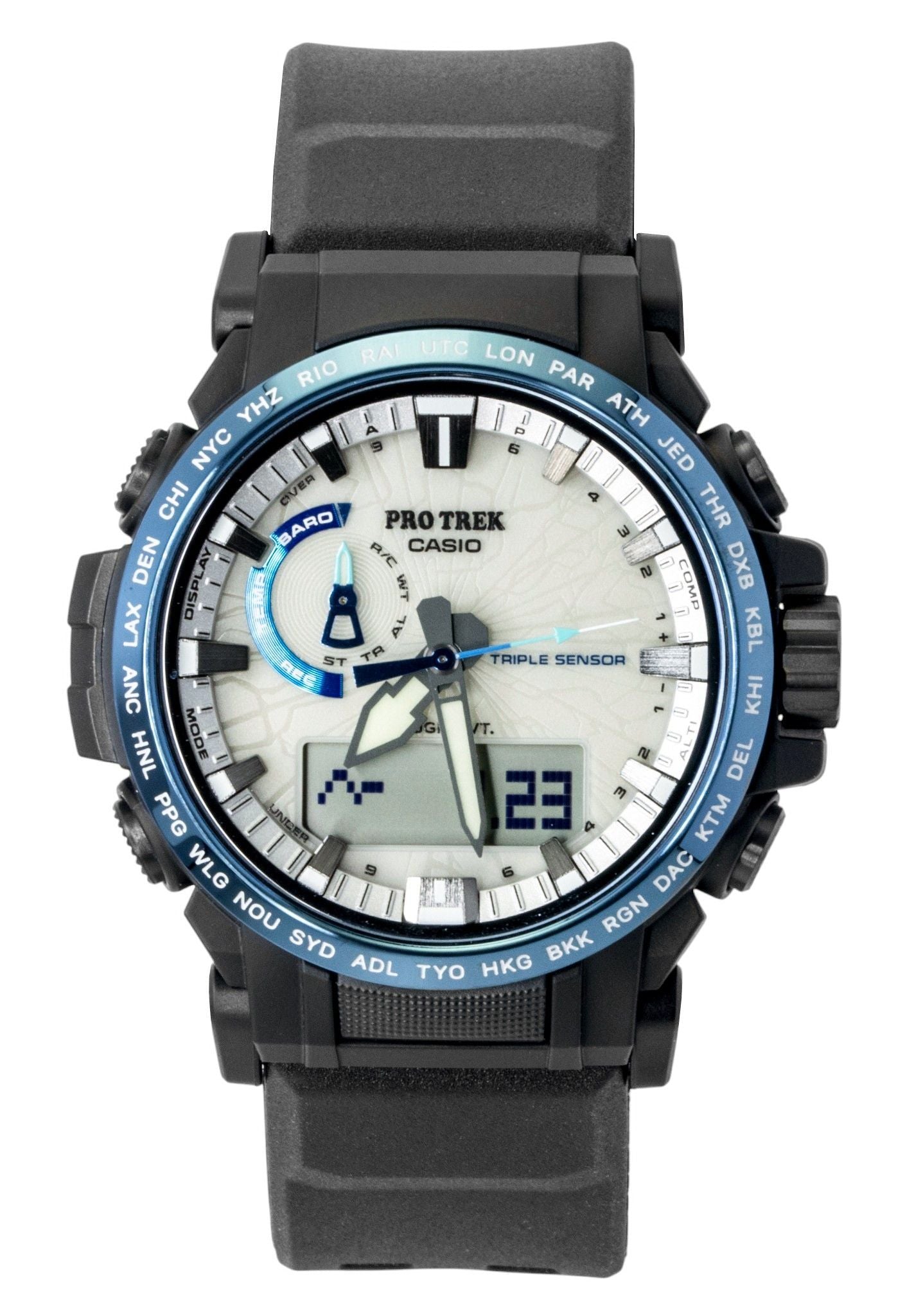 Casio Pro Trek Dragon Eye Analog Digital Radio Control White Dial Solar PRW-61D-2 100M Herrenuhr