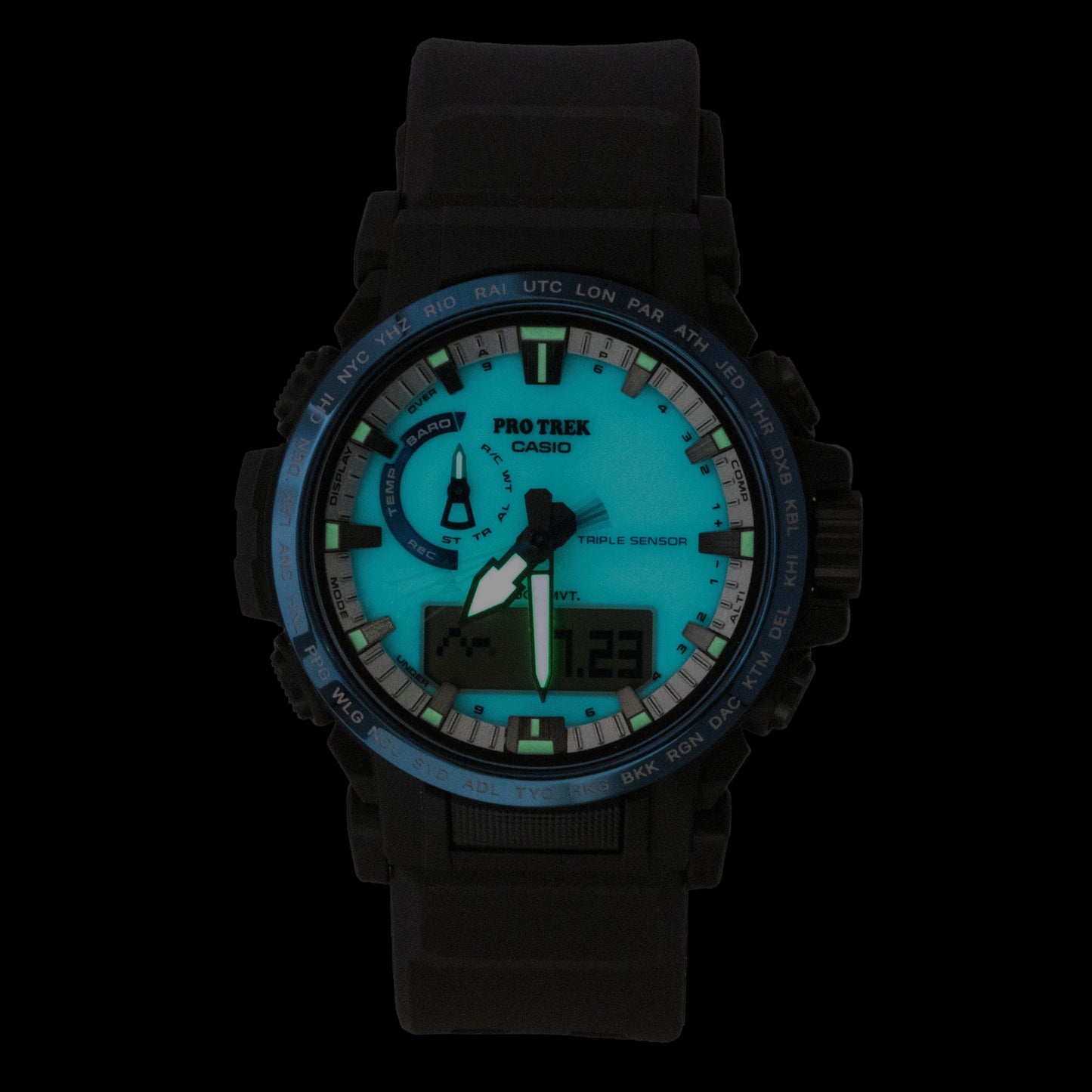 Casio Pro Trek Dragon Eye Analog Digital Radio Control White Dial Solar PRW-61D-2 100M Herrenuhr