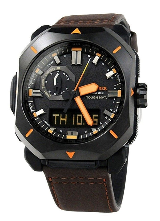 Casio ProTrek Analog Digital Brown Lederarmband Graues Zifferblatt Tough Solar PRW-6900YL-5 100M Herrenuhr