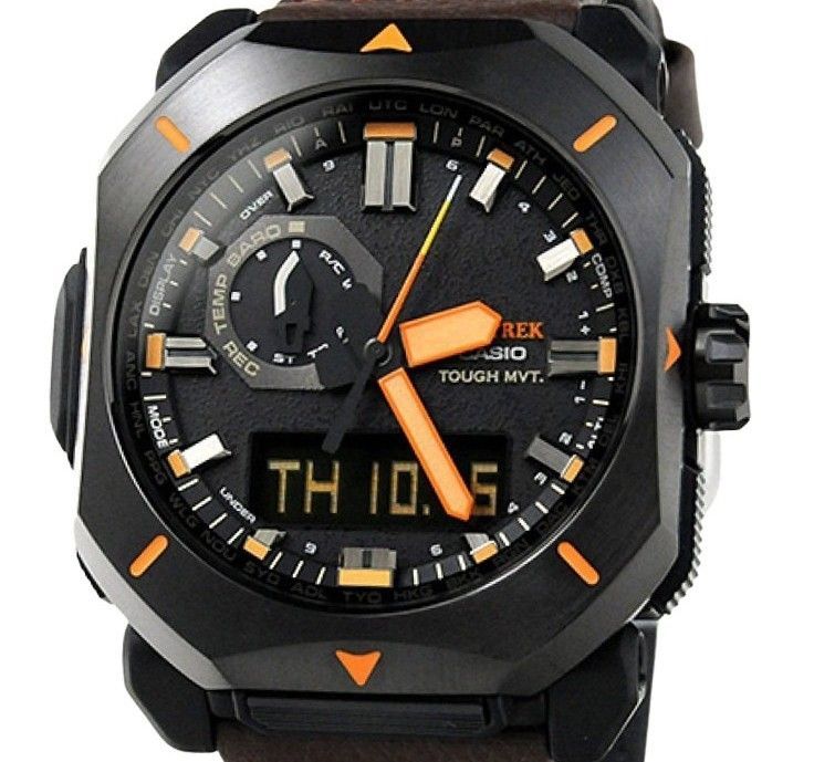 Casio ProTrek Analog Digital Brown Lederarmband Graues Zifferblatt Tough Solar PRW-6900YL-5 100M Herrenuhr