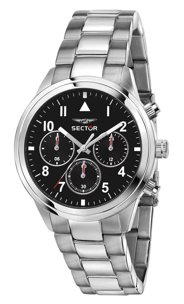 Sector 670 Dual Time Multifunction Edelstahl Schwarzes Zifferblatt Quarz R3253540013 Damenuhr