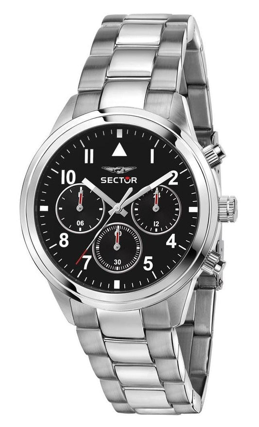 Sector 670 Dual Time Multifunction Edelstahl Schwarzes Zifferblatt Quarz R3253540013 Damenuhr