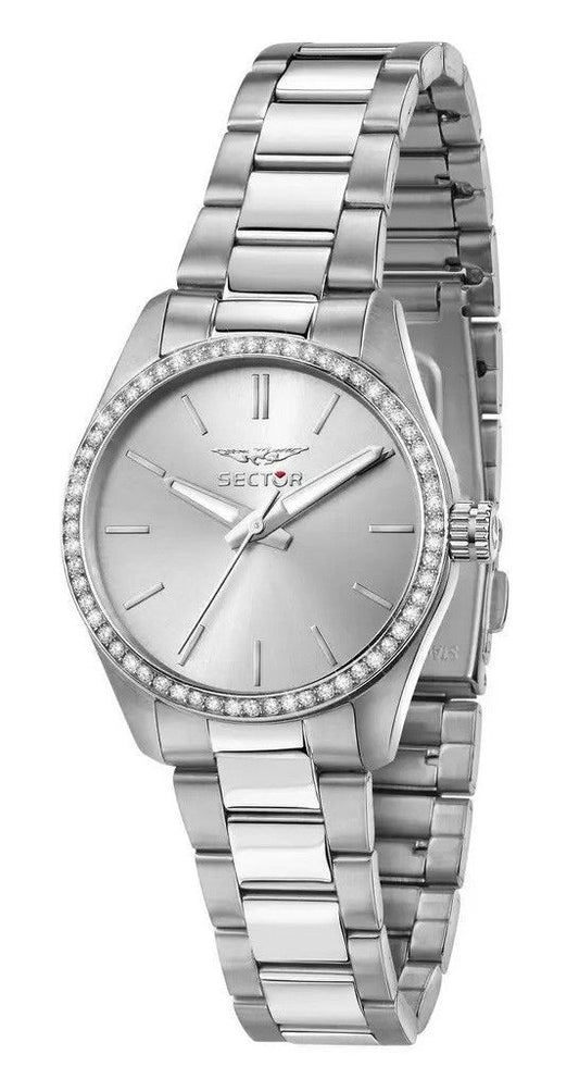 Sector 270 Just Time Crystal Accents Edelstahl Silberfarbenes Zifferblatt Quarz R3253578505 Damenuhr