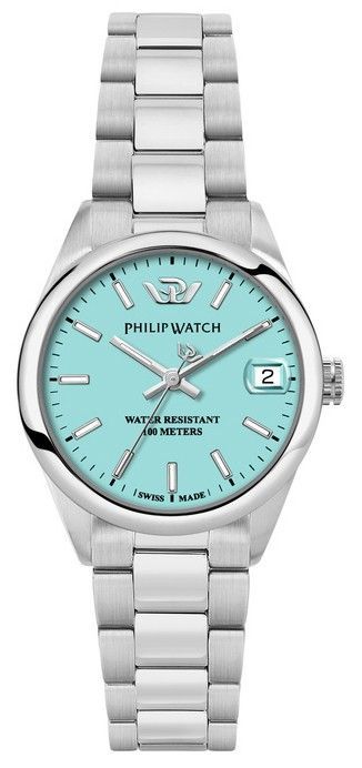 Philip Watch Swiss Made Caribe Urban Edelstahl Turquoise Dial Quarz R8253597645 100M Damenuhr