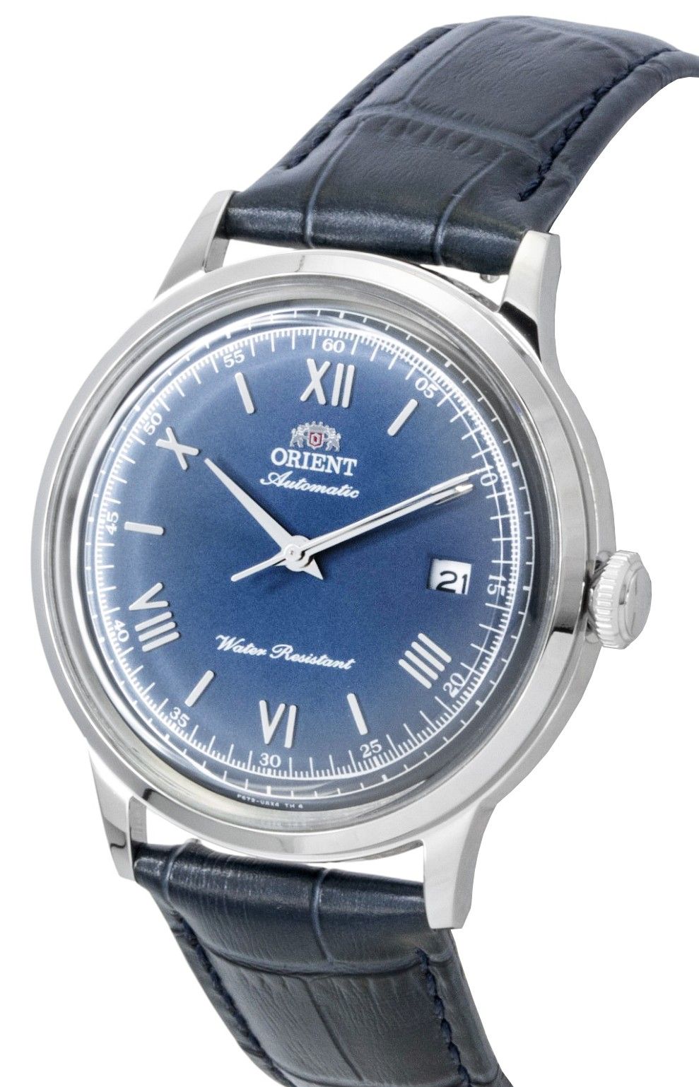 Orient Bambino Classic Lederarmband Navy Blaues Zifferblatt Automatik RA-AC0024L Herrenuhr