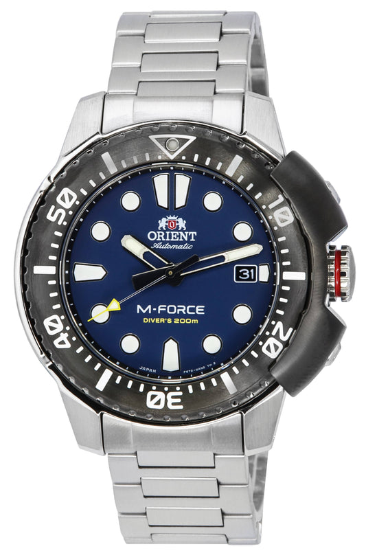 Orient M-Force AC0L Sports Edelstahl Blaues Zifferblatt Automatik Taucher RA-AC0L07L00B 200M Herrenuhr