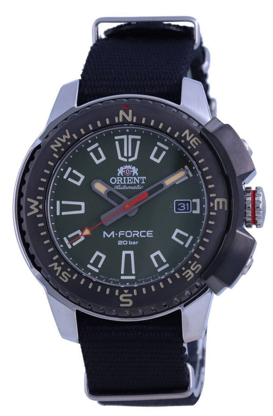 Orient M-Force Gr?nes Zifferblatt Edelstahl Automatik Taucher RA-AC0N03E10B 200M Herrenuhr