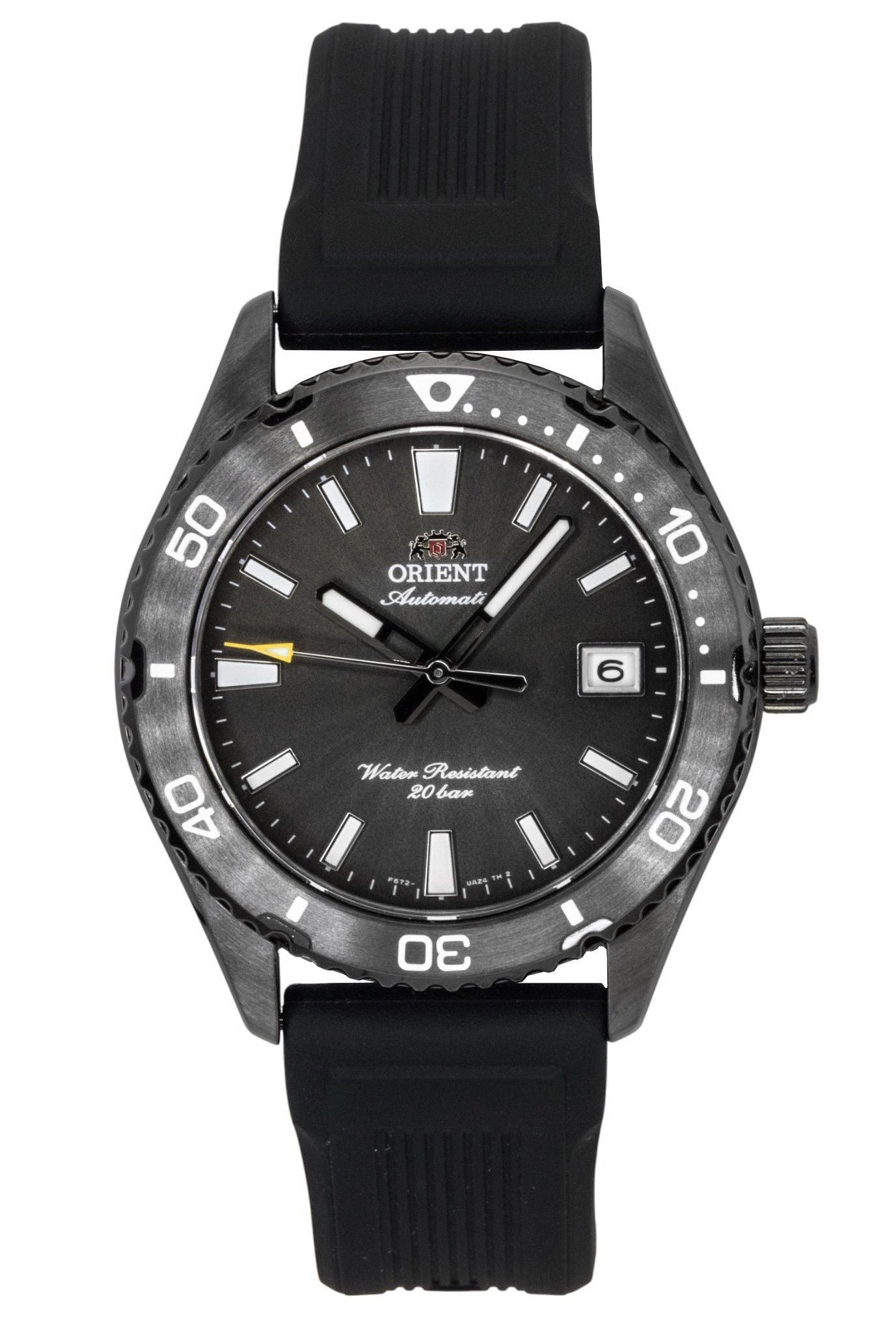 Orient Mako Silicone Strap Schwarzes Zifferblatt Automatik Taucher RA-AC0Q10N 200M Herrenuhr