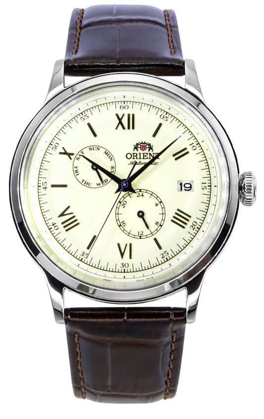 Orient Classic Bambino Version 8 Lederarmband Beige Dial Automatik RA-AK0702Y Herrenuhr