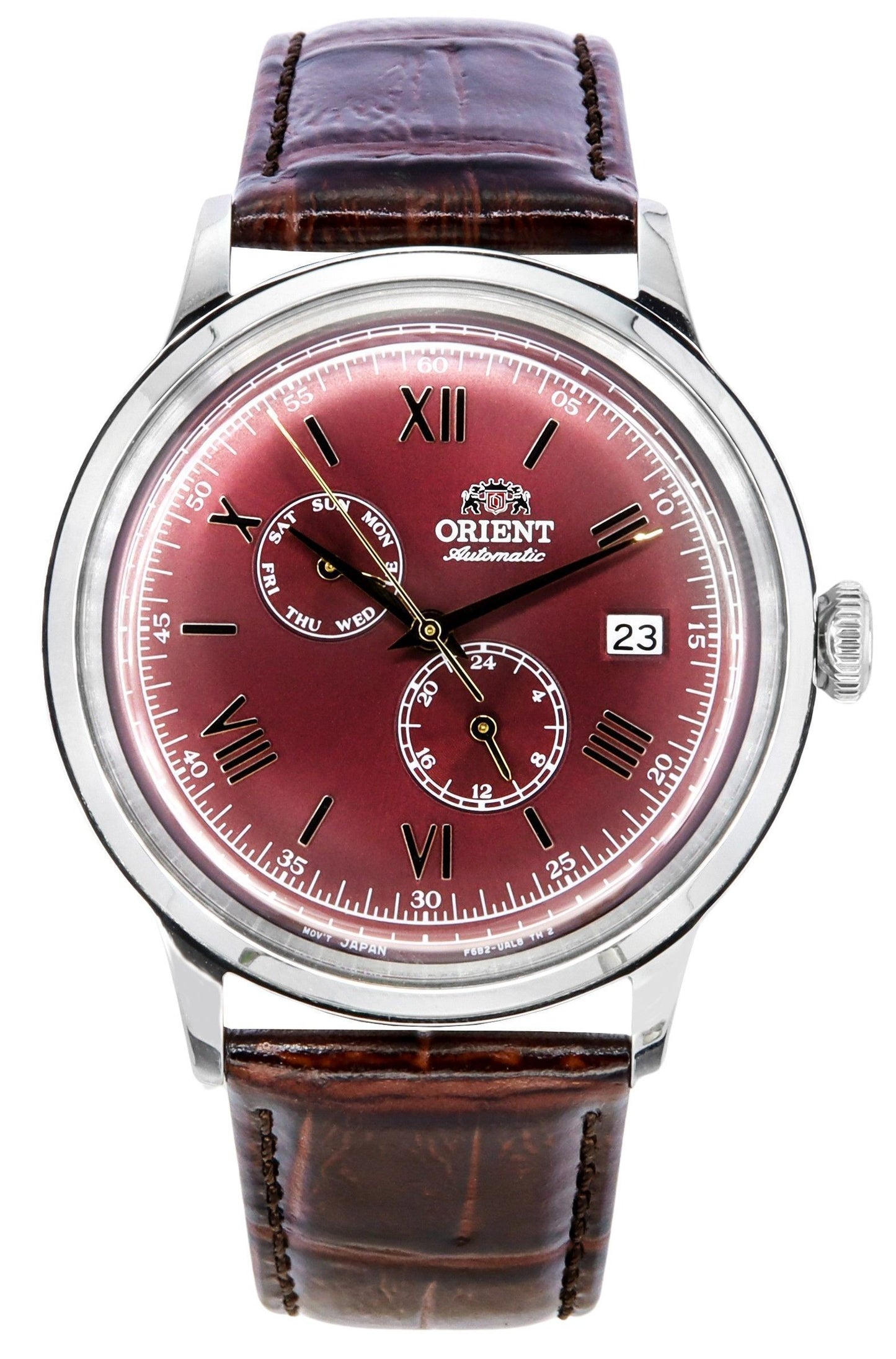 Orient Bambino GMT Version 8 Lederarmband Red Dial Automatik RA-AK0705R10B RA-AK0705R30B Herrenuhr