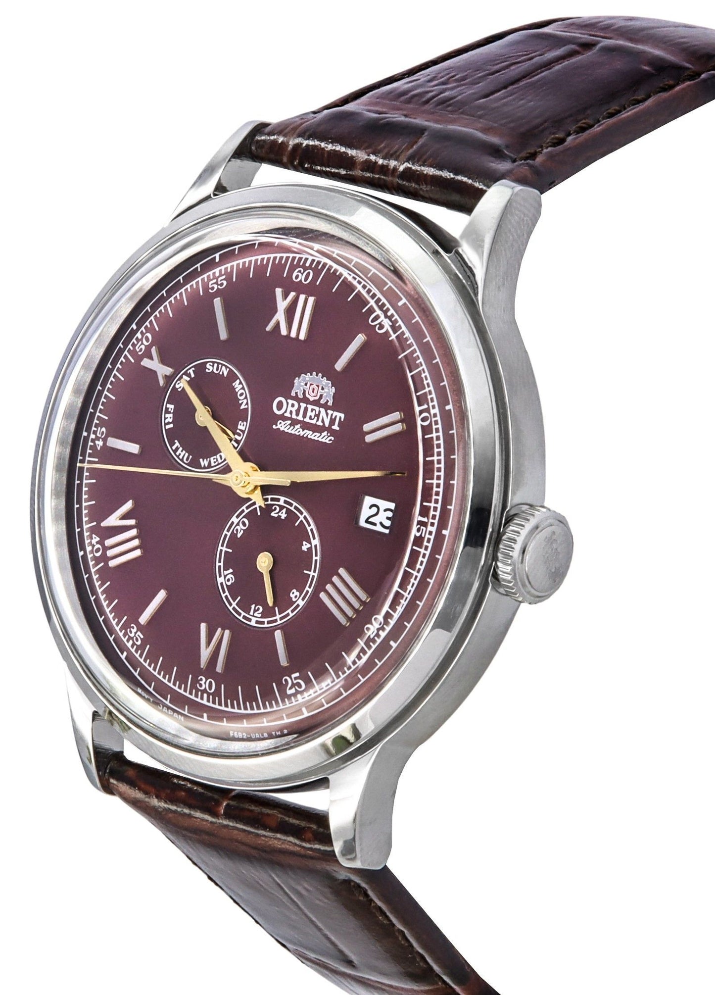 Orient Bambino GMT Version 8 Lederarmband Red Dial Automatik RA-AK0705R10B RA-AK0705R30B Herrenuhr