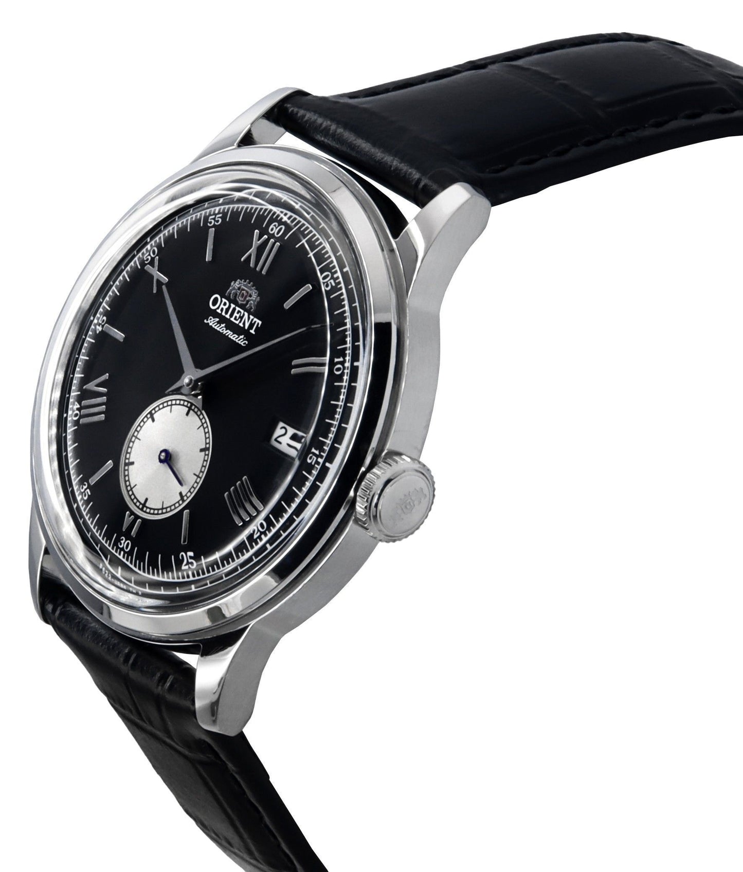 Orient Classic Bambino Version 2 Lederarmband Schwarzes Zifferblatt Automatik RA-AP0101B Herrenuhr