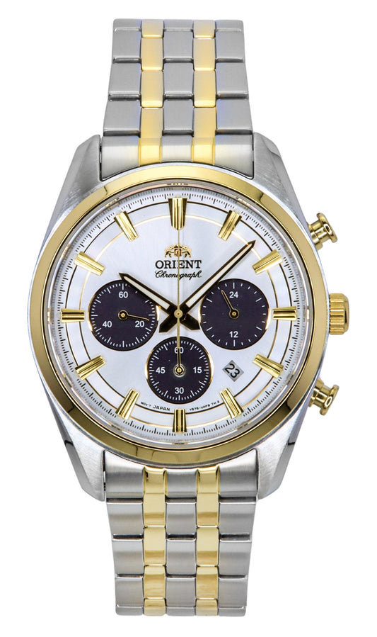 Orient Contemporary Chronograph Two Tone Edelstahl White Dial Quarz RA-TX0302S Herrenuhr
