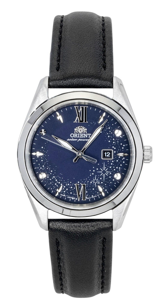 Orient Stretto Lederarmband Blaues Zifferblatt Solar RA-WG0605L Damenuhr