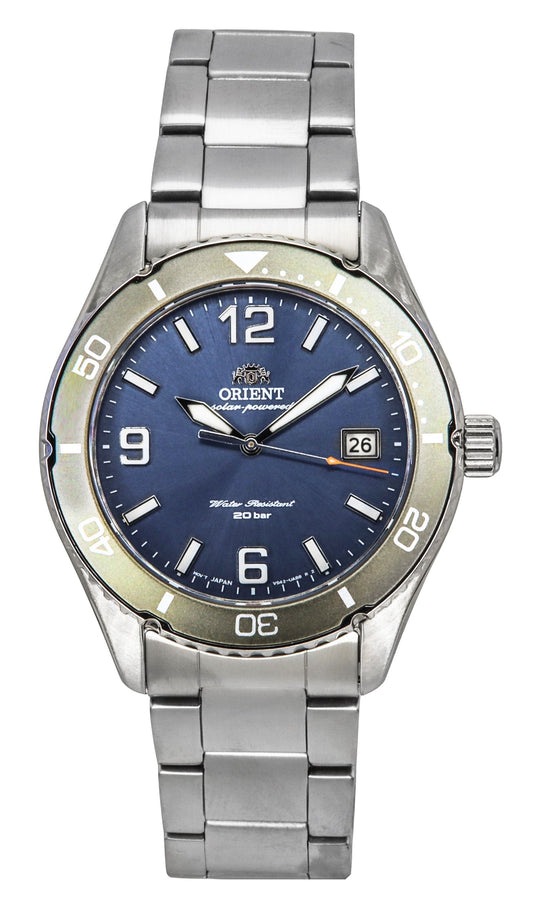 Orient Mako III Edelstahl Blaues Zifferblatt Solar Taucher RA-WJ0002L 200M Herrenuhr