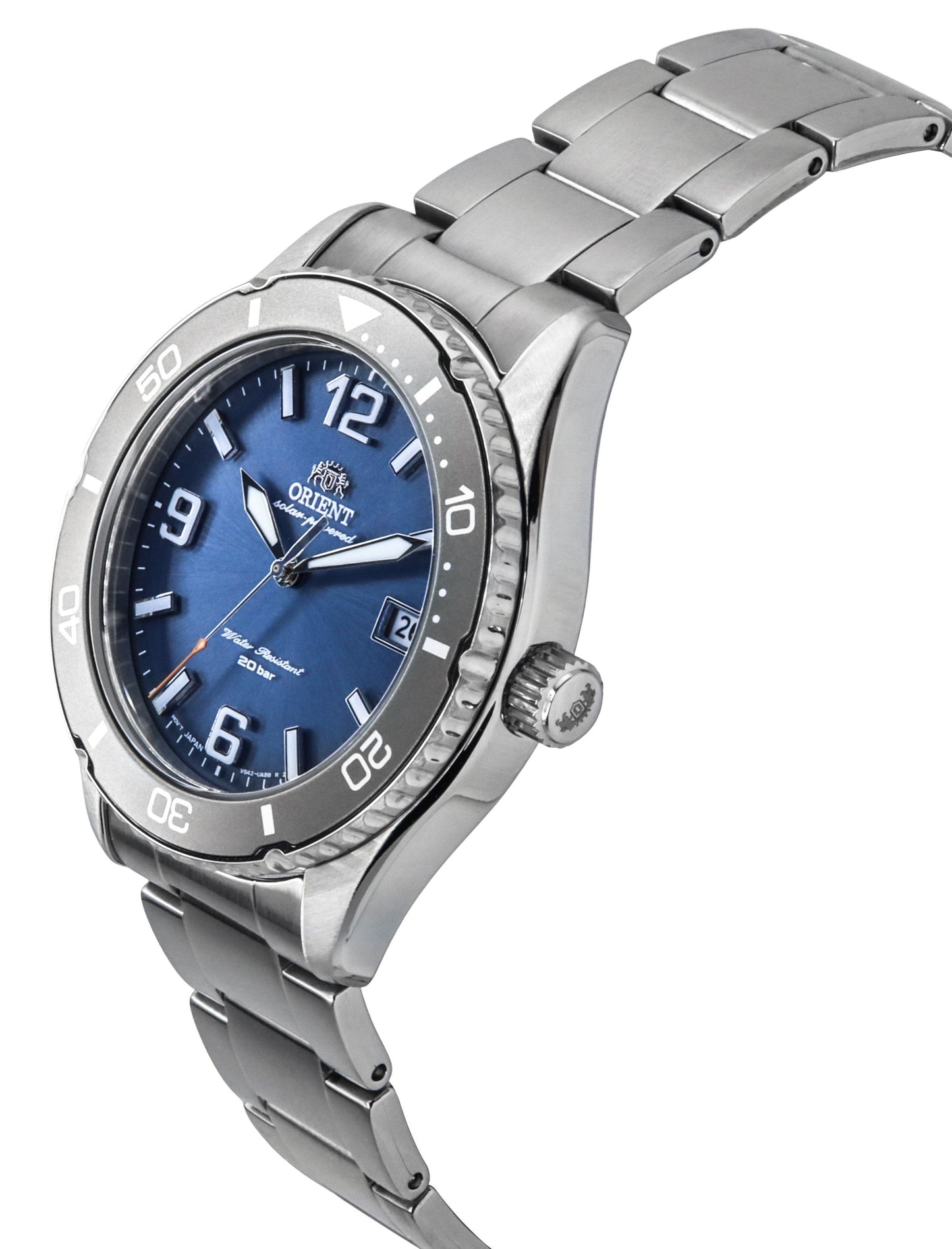 Orient Mako III Edelstahl Blaues Zifferblatt Solar Taucher RA-WJ0002L 200M Herrenuhr