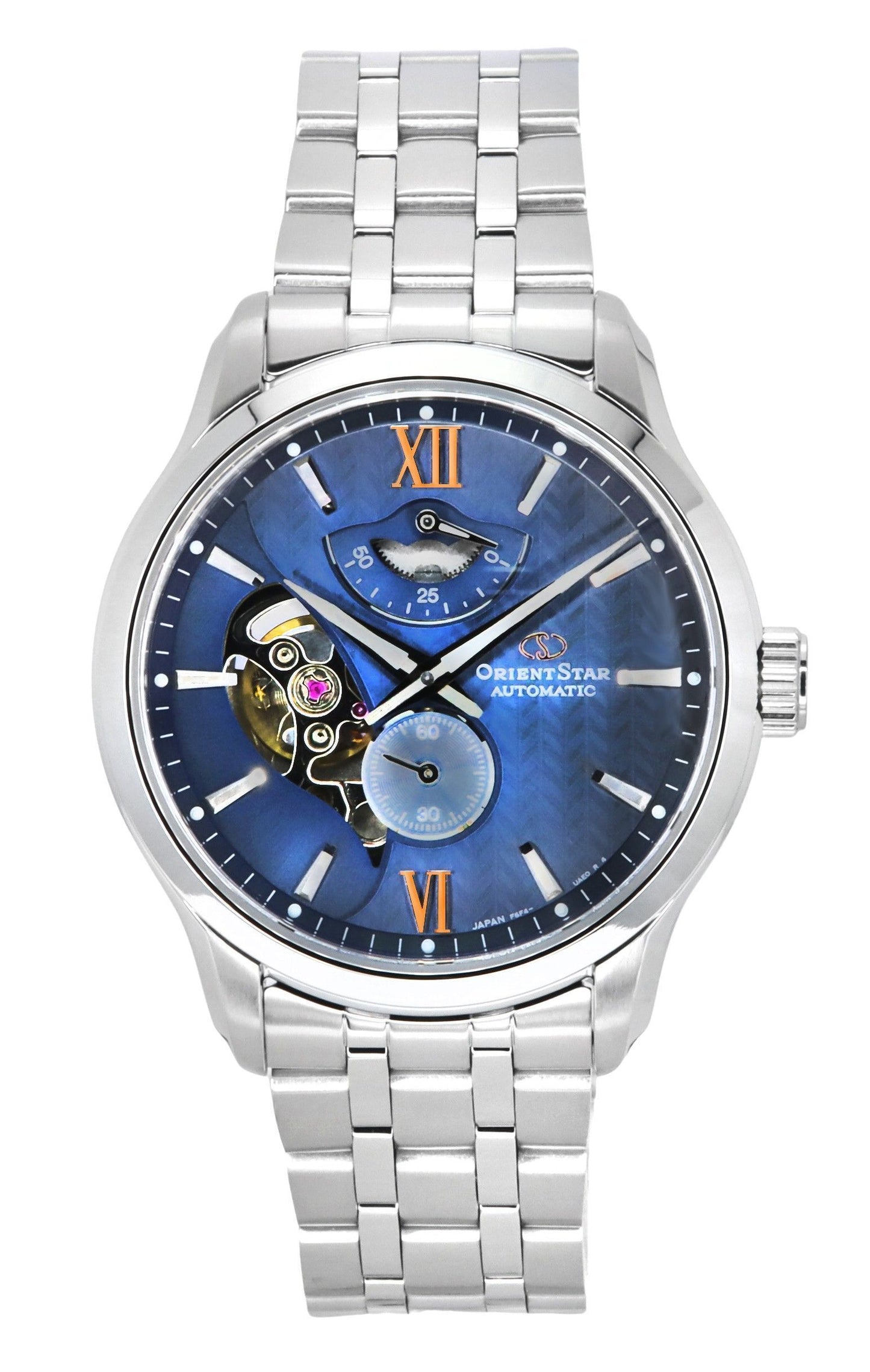 Orient Star Contemporary Edelstahl Blaues Zifferblatt Automatik RE-AV0B08L00B 100M Herrenuhr
