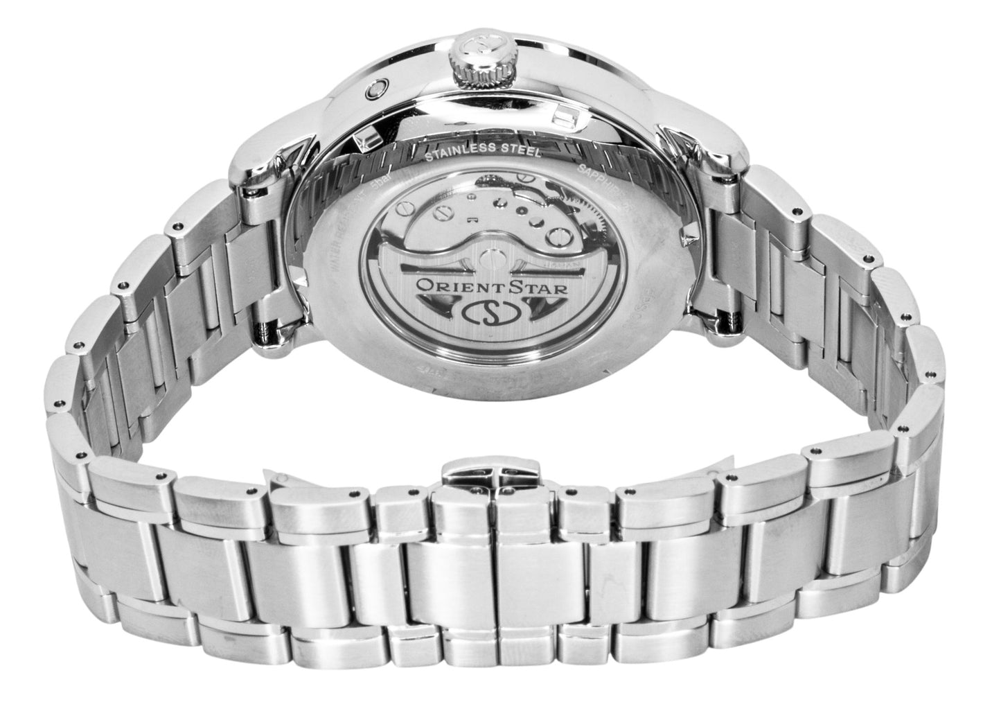 Orient Star M45 F7 Mechanisch Moon Phase Edelstahl White Open Heart Dial Automatik RE-BT0005S Herrenuhr