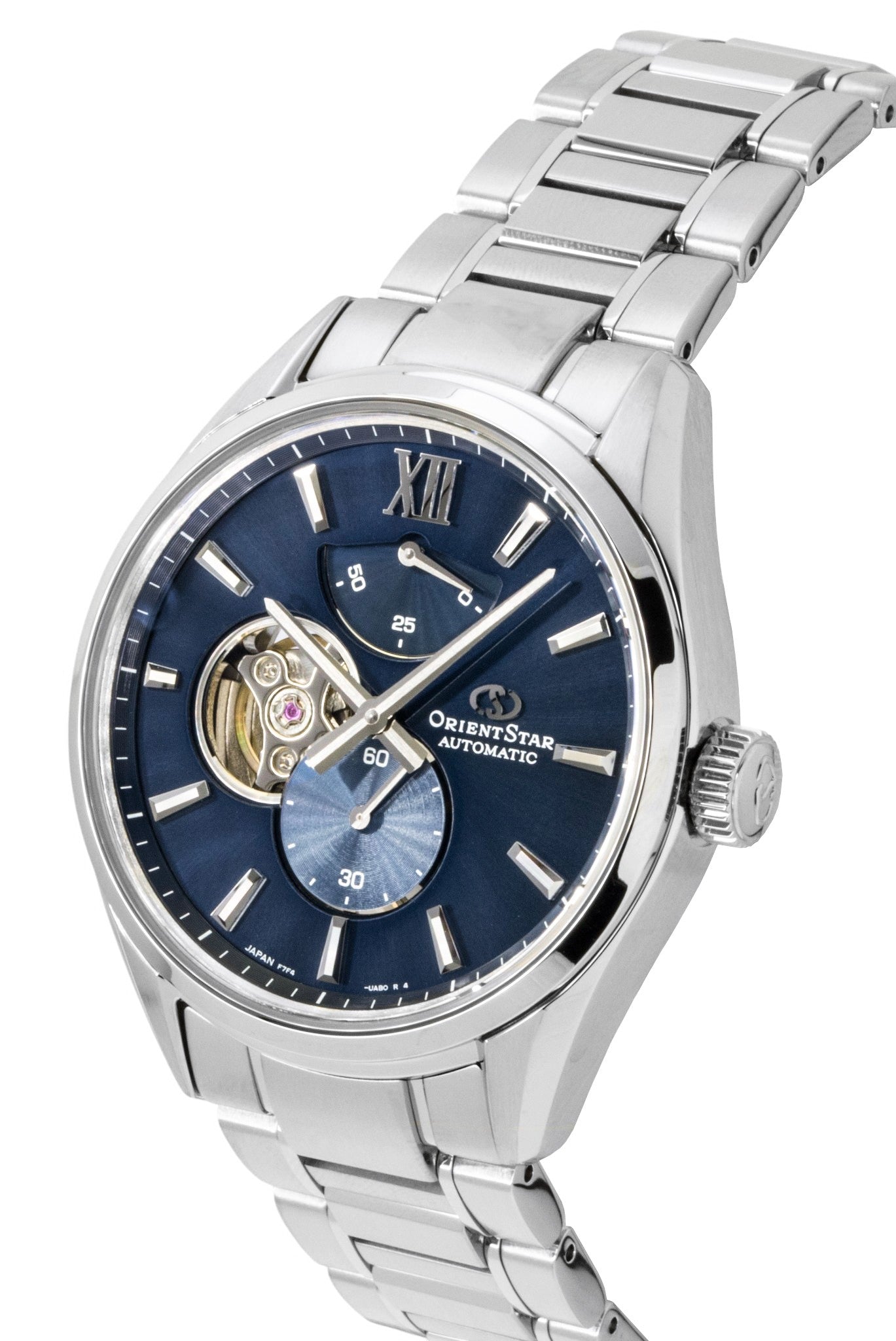 Orient Star Contemporary M34 F7 Edelstahl Open Heart Blaues Zifferblatt Automatik RE-BY0010L Herrenuhr