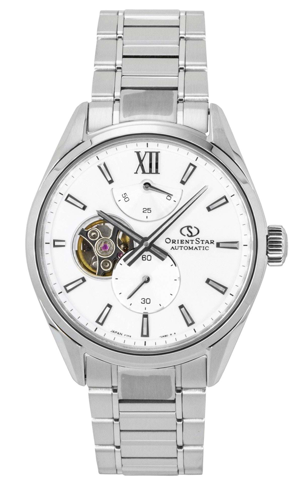 Orient Star Contemporary M34 F7 Edelstahl Semi Skeleton White Dial Automatik RE-BY0011S Herrenuhr