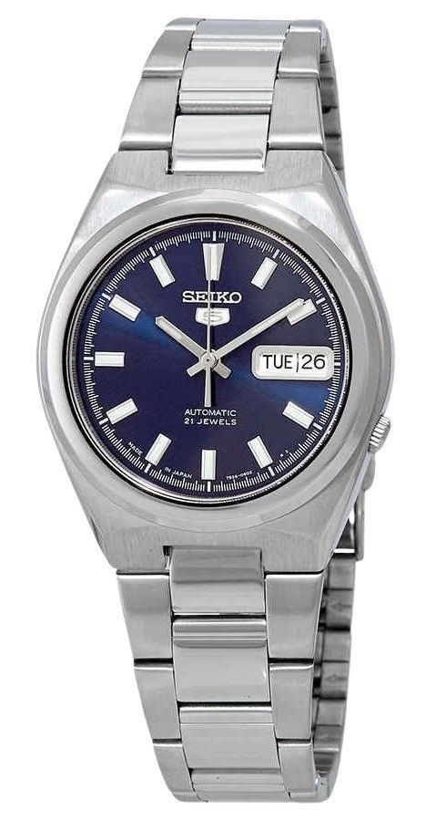 General?berholt Seiko Edelstahl Blaues Zifferblatt Automatik SNKC51J1 Herrenuhr
