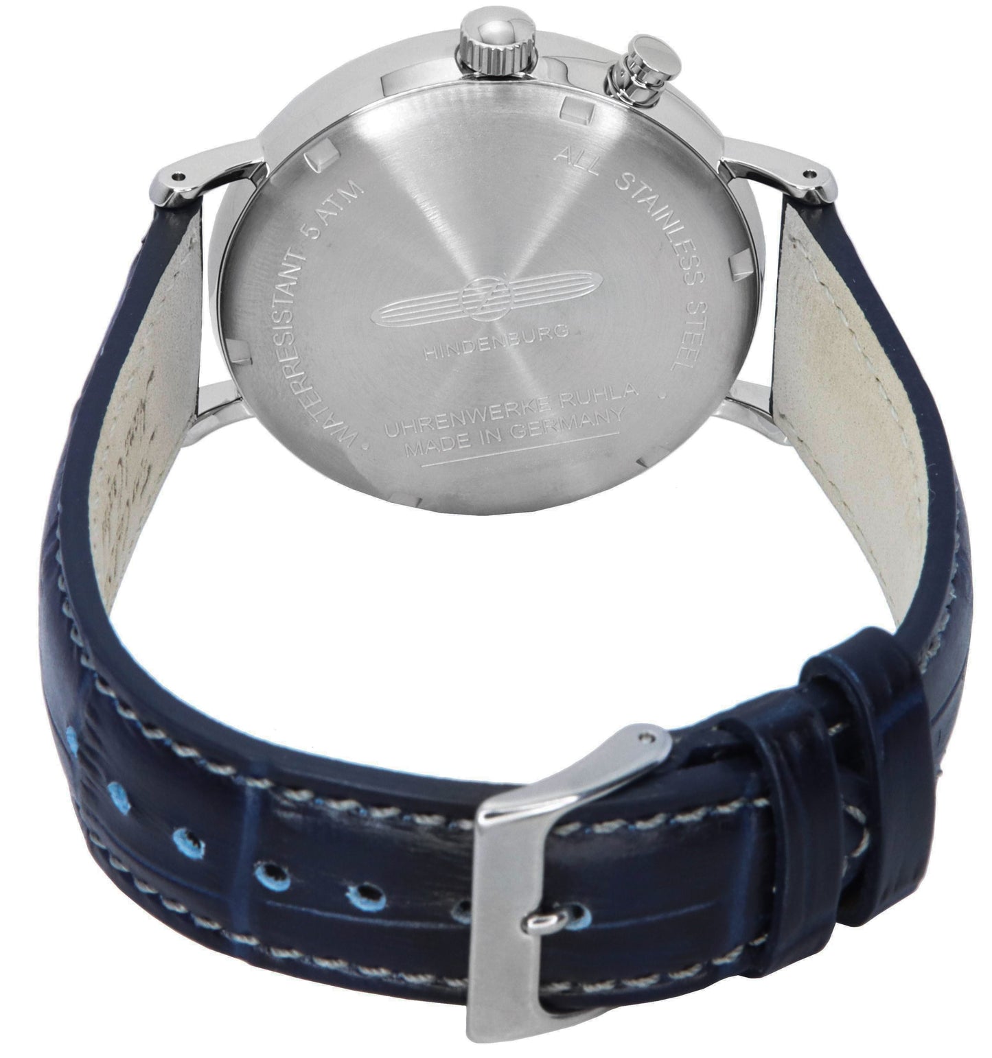 General?berholt Zeppelin LZ 129 Hindenburg Lederarmband Moon Phase White Dial Quarz 80761 Herrenuhr