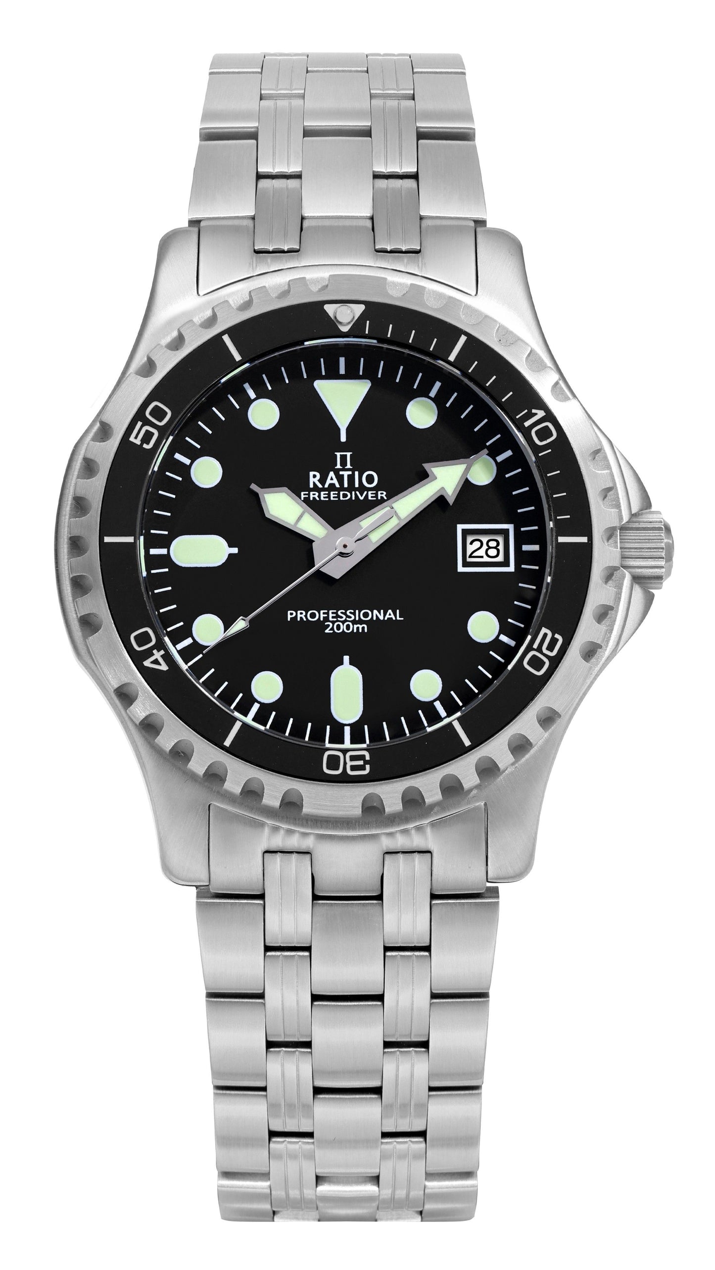 Ratio FreeDiver Professional Sapphire Schwarzes Zifferblatt Quarz RTF005 200M Herrenuhr