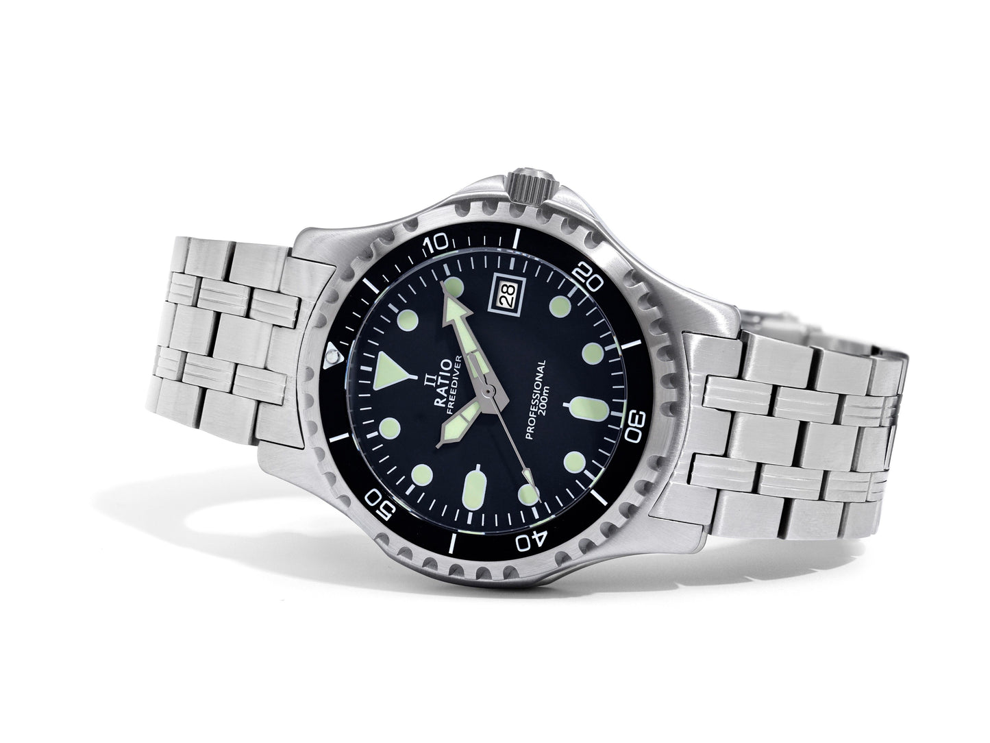 Ratio FreeDiver Professional Sapphire Schwarzes Zifferblatt Quarz RTF005 200M Herrenuhr