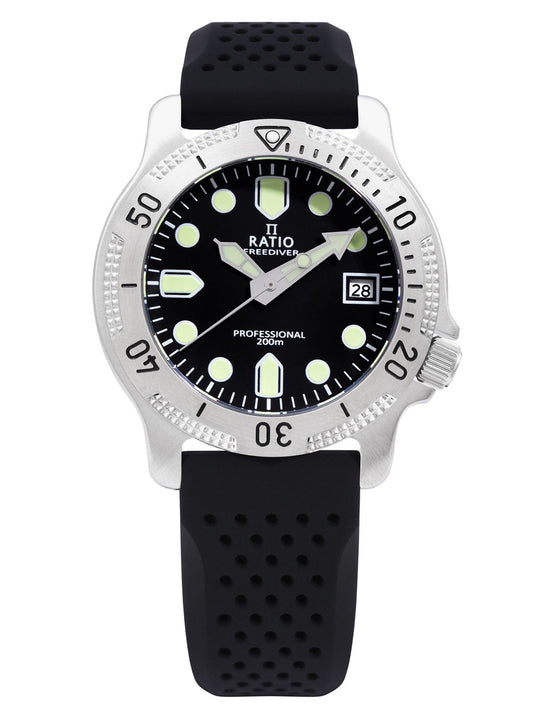 Ratio FreeDiver Professional Sapphire Schwarzes Zifferblatt Quarz RTF021 200M Herrenuhr