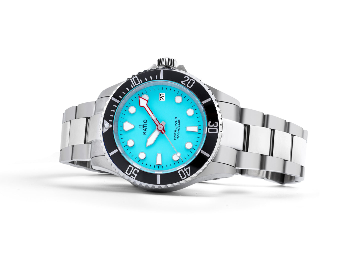 Ratio FreeDiver Sapphire Edelstahl Ice Blaues Zifferblatt Quarz RTF032 200M Herrenuhr