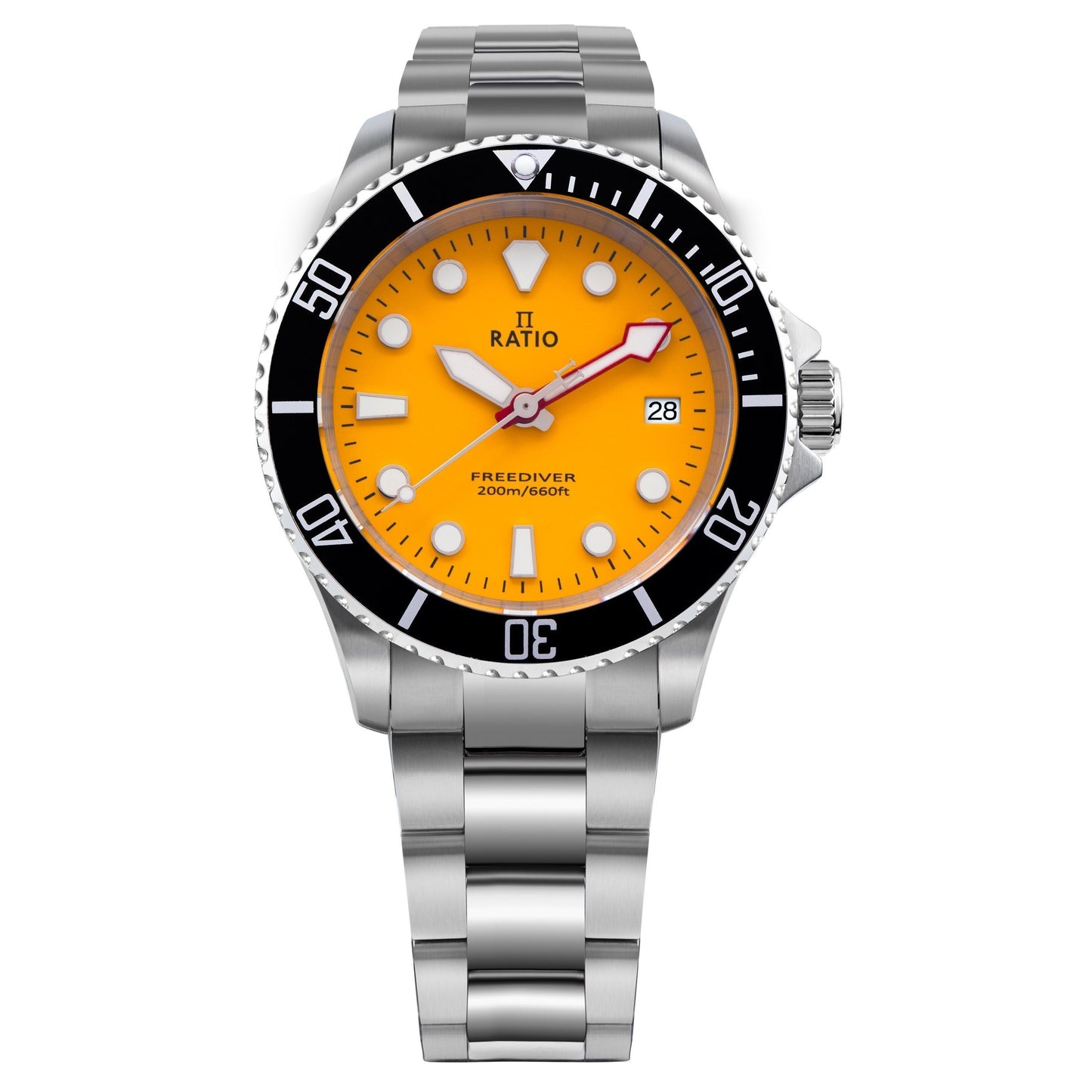 Ratio FreeDiver Sapphire Edelstahl Yellow Dial Quarz RTF034 200M Herrenuhr