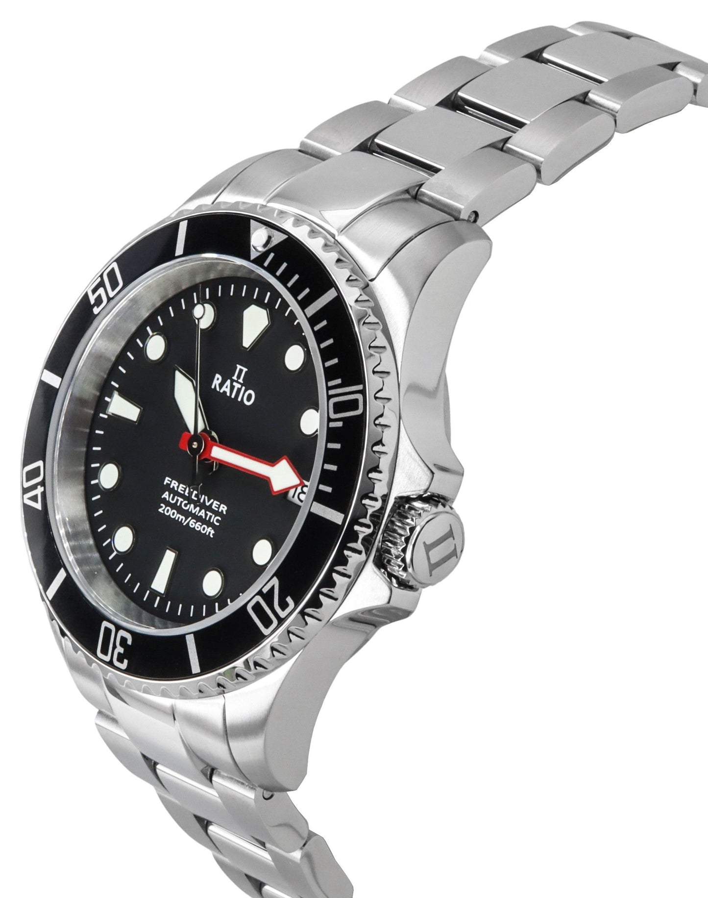 Ratio FreeDiver Sapphire Edelstahl Schwarzes Zifferblatt Automatik RTF041 200M Herrenuhr