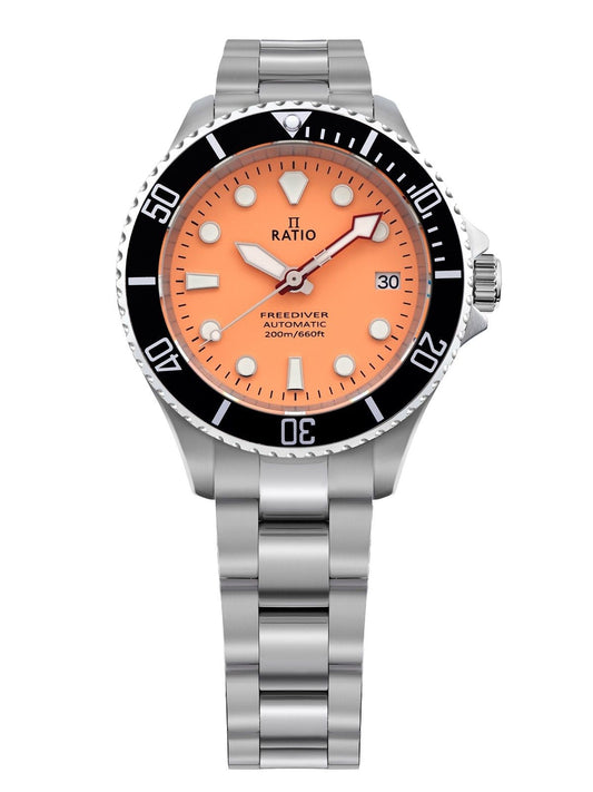 Ratio FreeDiver Sapphire Edelstahl Salmon Dial Automatik RTF046 200M Herrenuhr