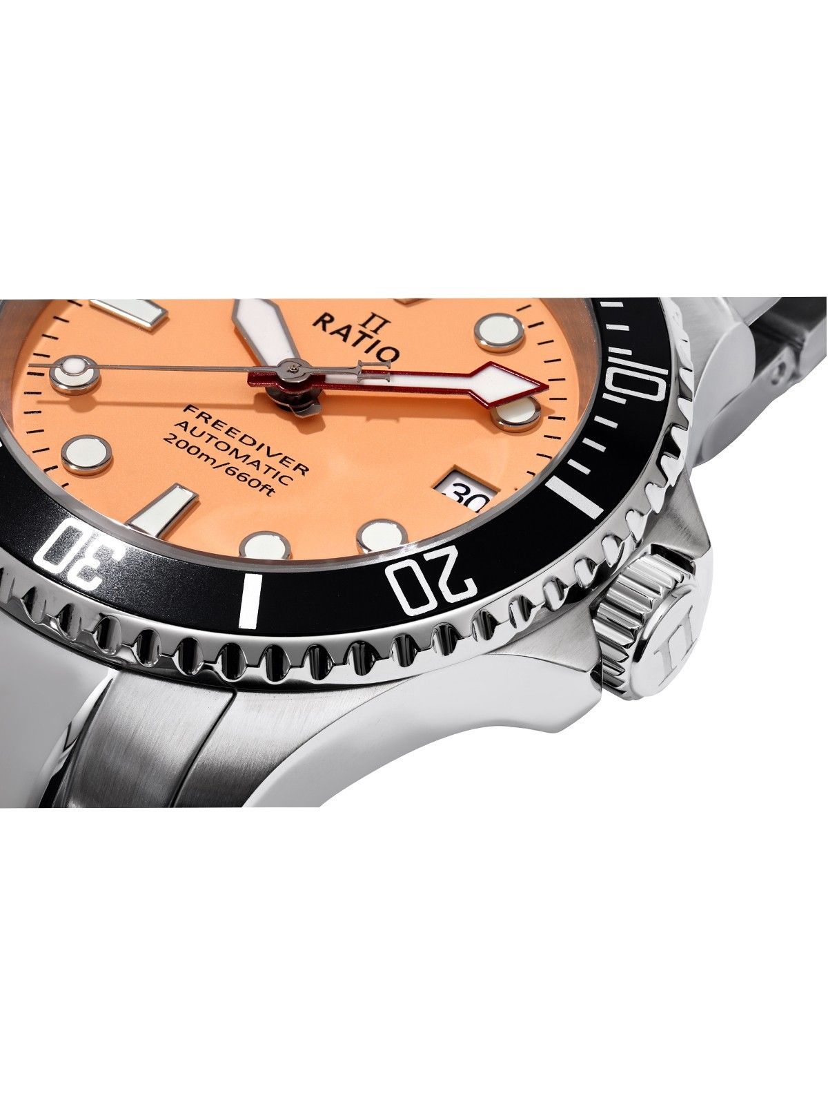 Ratio FreeDiver Sapphire Edelstahl Salmon Dial Automatik RTF046 200M Herrenuhr