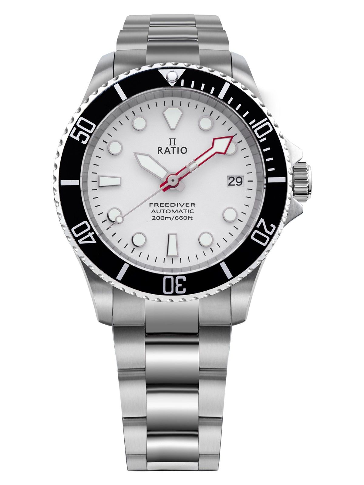 Ratio FreeDiver Sapphire Edelstahl White Dial Automatik RTF047 200M Herrenuhr