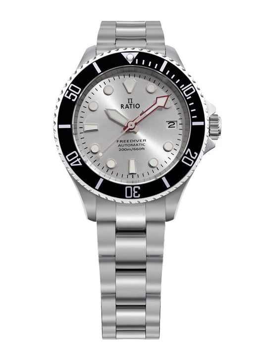 Ratio FreeDiver Sapphire Edelstahl Silver Sunray Dial Automatik RTF048 200M Herrenuhr