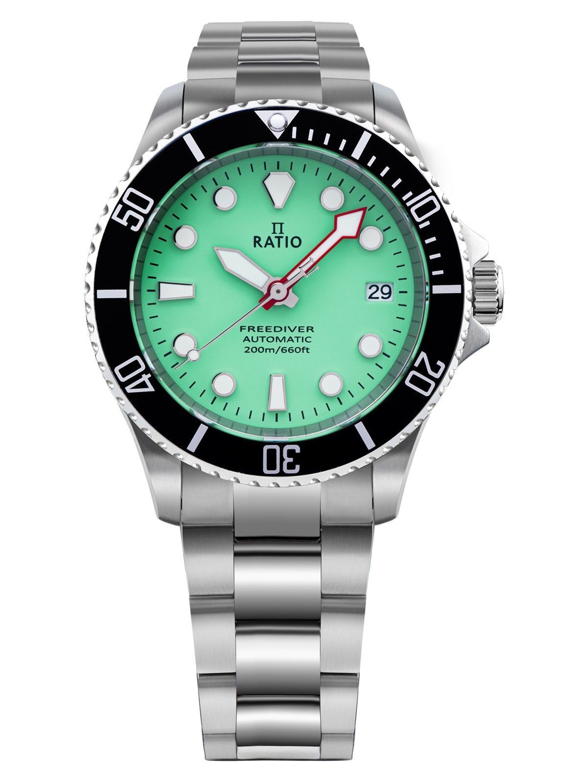 Ratio FreeDiver Sapphire Edelstahl Gr?nes Zifferblatt Automatik RTF049 200M Herrenuhr